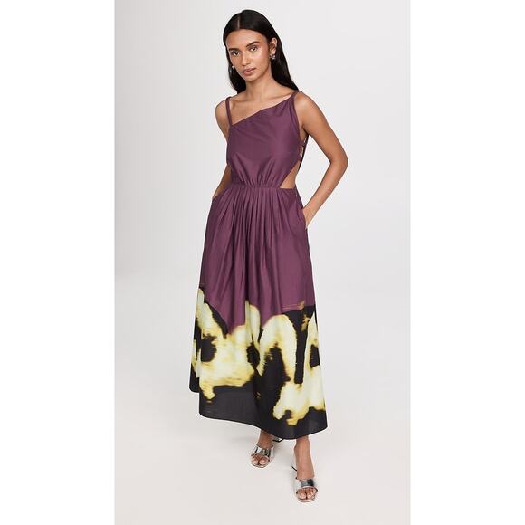 JONATHAN SIMKHAI Women's Collene Midi Dress Size M In Raisin Multi - Picture 1 of 12